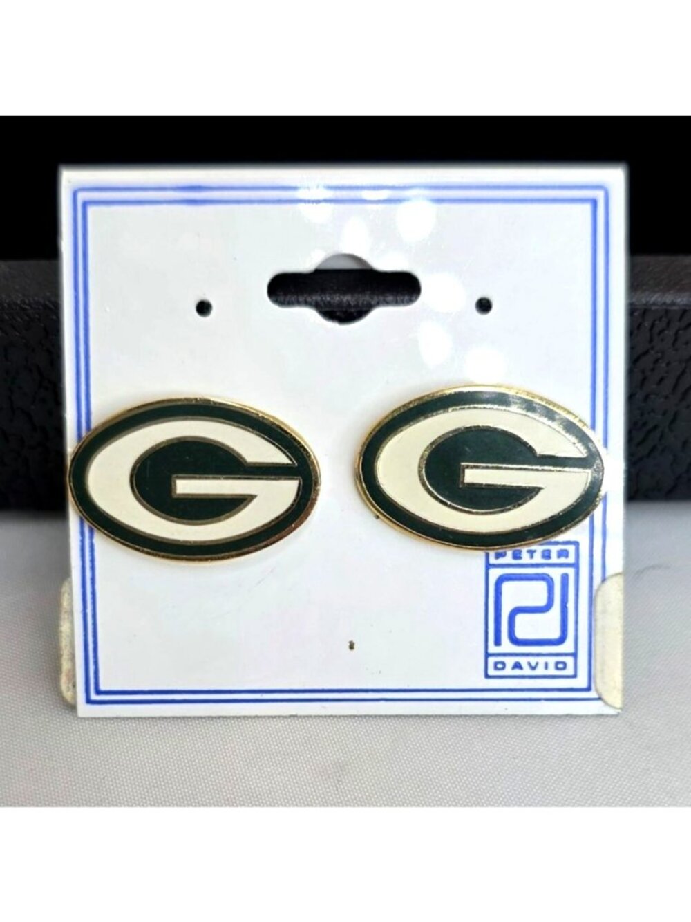 Vintage 1994 Green Bay Packers Clip-On Earrings By Peter David G Logo